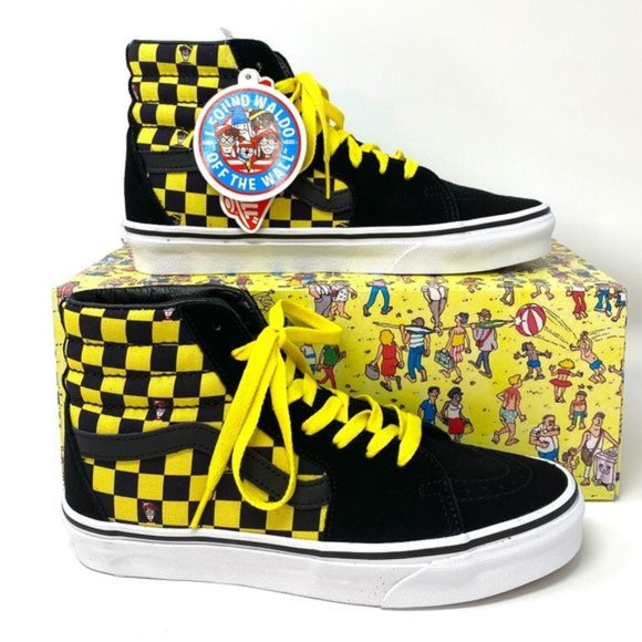 💖MEGA SALE💖VANS x Where’s Waldo Sk8-Hi Checker Black Suede Women's VN0A32QG4UE - Picture 1 of 8